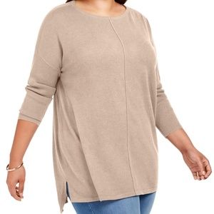 NWT Style&Co Women's Seam Front Tunic Sweater, Hammck Heather Plus Size 1X